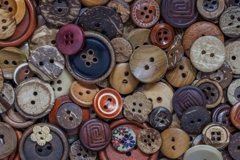 size: 12x8in Photographic Print: Close-up of variety of buttons. by Jaynes Gallery : Buttons Aesthetic, Aesthetic Buttons, Ladybug Aesthetic, Mousy Brown, Hippie Aesthetic, Paint Brush Art, Cute Buttons, Spine Tattoo, Collage Background