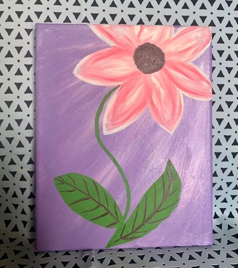 A simple flower painting to hang on your wall or send to a friend. On 10" by 8" canvas. Mother Day Painting On Canvas Easy, Mother’s Day Paintings On Canvas, Simple Flower Painting, Pink Flower Painting, Flower Painting On Canvas, Easy Flower Painting, Send To A Friend, Canvas Drawings, Easy Canvas Painting