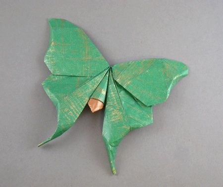 Origami American luna moth by Hoang Tien Quyet folded by Gilad Aharoni Origami Moth, Origami Butterflies, Origami Lotus Flower, Origami Toys, Origami Book, Victorian House Interiors, Beautiful Origami, Origami Paper Folding, Origami For Beginners