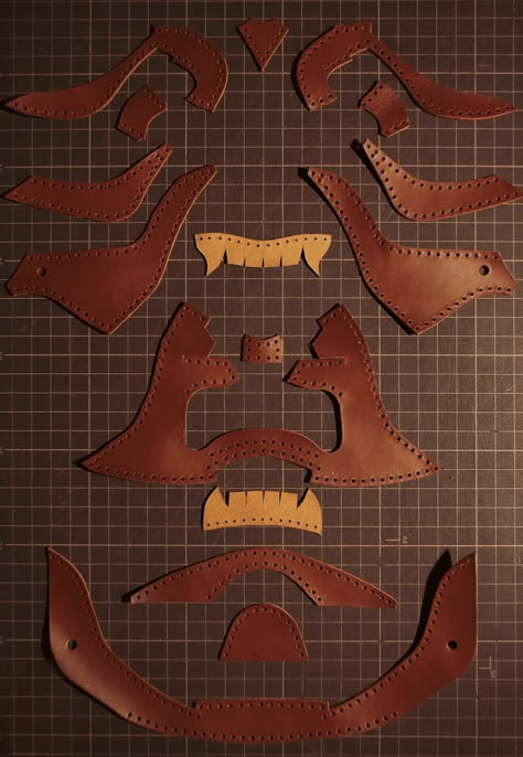 Oni / Hannya Leather Mask PDF Pattern - Etsy Leather Mask Pattern Free, Leather Mask Pattern, Diy Leather Wallet Pattern, Diy Leather Sandals, Leder Diy, Diy Leather Working, Crea Cuir, Diy Leather Wallet, Mode Steampunk