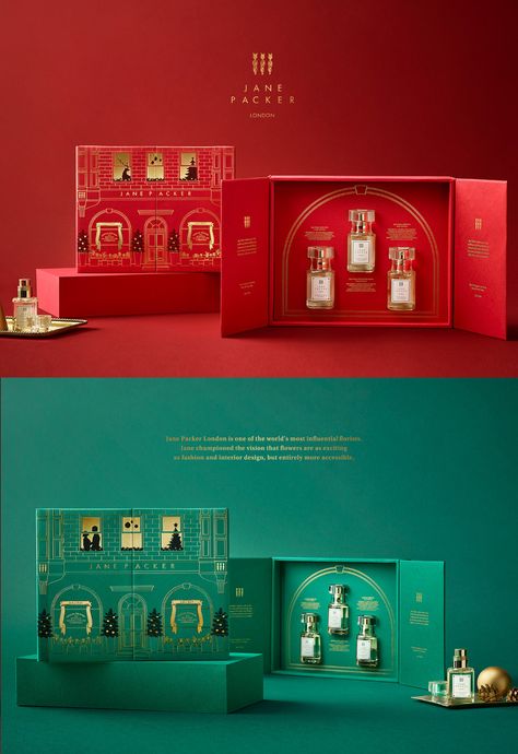 Jane Paker's christmas package on Behance Advent Design, Holiday Packaging Design, Christmas Packaging Design, Box Noel, Luxury Packaging Design, Perfume Box, Perfume Packaging, Group Project, Gift Box Design