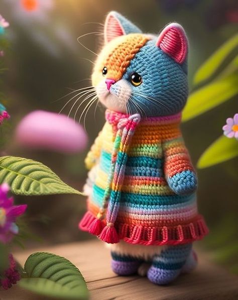 Kat Haken, Bobble Crochet, Chat Crochet, Diy Amigurumi, Crochet Toys Free, Crochet Cat Pattern, Cat Amigurumi, Pola Amigurumi, Crochet Animals Free Patterns