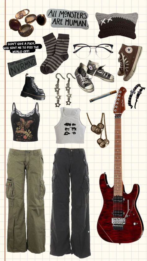 Guitar Outfit, Grunge Fits, Fits Aesthetic, Downtown Outfits, Estilo Grunge, Swaggy Outfits, Really Cute Outfits, Clothes And Accessories, Dream Clothes