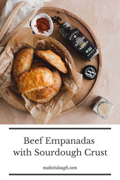 Filipino Beef Empanadas made with The Watkins Company spices. Sourdough Discard Empanadas, Empanadas Recipe Dough, Sourdough Crust, Easy Empanadas Recipe, Homemade Empanadas, Empanada Dough, Empanadas Dough, Beef Empanadas, Gluten Free Sourdough