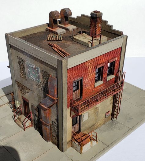 Fallout 4 Settlement Ideas, Wood Wall Panel, Model Train Table, Scale Model Building, Brick Chimney, Props Concept, Bg Design, Building Concept, Model Building Kits