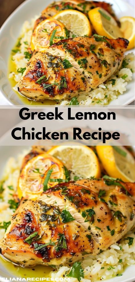 What's a great chicken recipe for dinner? This Greek Lemon Chicken! It’s one of the most flavorful chicken dinner ideas, perfect for crockpot chicken recipes and lemon recipes lovers. Great for any dinner setting. Healthy Tasty Chicken Recipes, Healthy Dinner Greek, Lemon Herb Chicken Recipe, Greek Inspired Lemon Chicken, Quick Easy Healthy Chicken Dinner, Lemon Zest Chicken Recipes, Lemon Chicken Couscous, Mediteranian Chicken Recipe, Limoncello Chicken Recipe