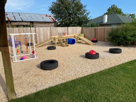 Puppy Playground Backyard Diy, Games For Dogs Outdoor, Outdoor Play Area For Dogs, Petscaping Backyard Ideas, Puppy Playground Diy, Dog Park Backyard, Outdoor Dog Area Play Spaces, Dog Playground Backyard Diy, Diy Dog Areas In Backyard