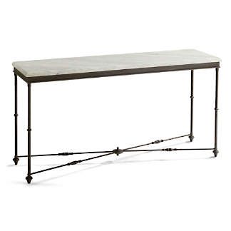 Console Tables | Frontgate Marble Top Console Table, Iron Console, Iron Console Table, Elegant Console Table, Mosaic Table Top, Living Room Console, Road House, Furniture Placement, Square Side Table