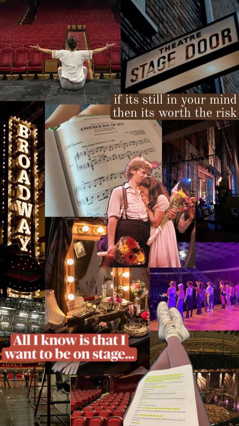 College Theatre Aesthetic, Broadway Performer Aesthetic, Musical Theatre Major, Thespian Aesthetic, Theater Collage, Musical Theater Aesthetic, Theater Kid Aesthetic, Theatre Kid Aesthetic, Theatre Collage