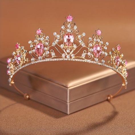 Faster shipping. Better service Quince Crowns, Quinceanera Tiaras, Quinceanera Pink, Quinceanera Crown, Crown Aesthetic, Pretty Jewelry Necklaces, Pink Crown, Fantasy Princess, Barbie Wedding