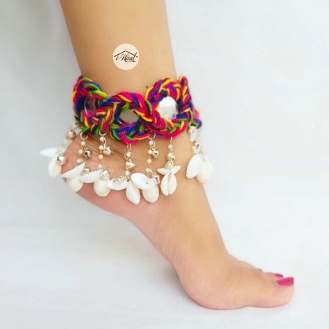 Are you someone who's shopping for her Navratri look in advance? If yes, checkout these beautiful Multicolored anklets adorned with lots of shells, ghungroo and mirrors 😍 Color customisation available 🔥 Visit indiashaat.com for more handmade jewellery items #indiashaat #navratrinewellery #anklets #shelljewellery #dakla [Handmade jewellery, multicolored jewellery, mirror jewellery, shell jewellery, ghungroo jewellery, navratri jewellery, navratri collection, navratri special, anklets,... Ghungroo Jewellery, Jewellery For Navratri, Jewellery Mirror, Navratri Look, Navratri Jewellery, Mirror Jewellery, Navratri Collection, Shell Jewellery, Navratri Special