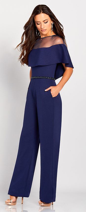 Navy Jumpsuit Mother of the Bride Dress | Mother of the Bride Dress Inspirations | dress by Mon Cheri | The Pink Bride® www.thepinkbride.com Jumpsuit Outfit Wedding, Elegant Lace Tops, Bride Jumpsuit, Mom Dresses, Cameron Blake, Dinner Dresses, Casual Wedding Attire, Special Occasion Gowns, Mother Of Bride Outfits