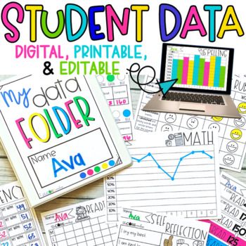 This Student Data Folder allows students to track their growth in all subject areas as well as set goals and reflect on their work. In this Student Data Binder resource, you will find data sheets for the students to track and reflect on their learning. When students are involved in the data tracking... How To Organize Student Data, First Grade Data Binders, Classroom Data Tracking, Digital Data Tracking For Students, Kindergarten Data Tracking, Student Data Tracking Elementary, Iready Data Tracking, Data Tracking For Students, Student Data Organization