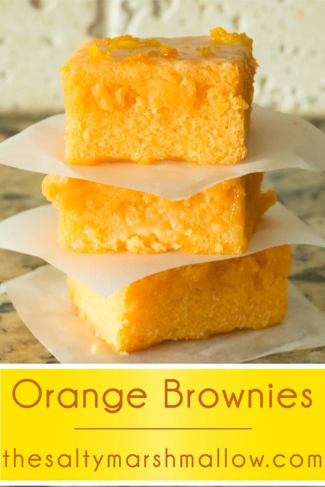 These orange brownies are an incredibly easy recipe – glazed, moist, chewy, fudgy brownies!  All of the brownie texture we love to sink our teeth into with yummy orange flavor taking the place of traditional chocolate! Follow me on Pinterest and find me on Instagram and my Facebook page! Ok, before we get started on...Read More » Orange Brownies, Orange Dessert, Cake Brownie, Authentic Mexican Recipes, Biscuits Diététiques, Resep Brownies, Chewy Brownies, حلويات صحية, Fudgy Brownies