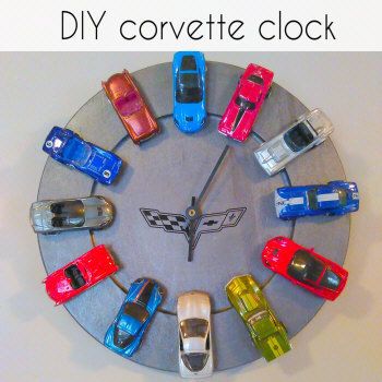 DIY repurposed hot wheel car clock | Crazy DIY Mom Hot Wheels Crafts, Diy Mom, Clock Diy, Car Lover Gifts, Diy Pinecone, Car Clock, Hot Wheel, Diy Wood Signs, Mom Diy