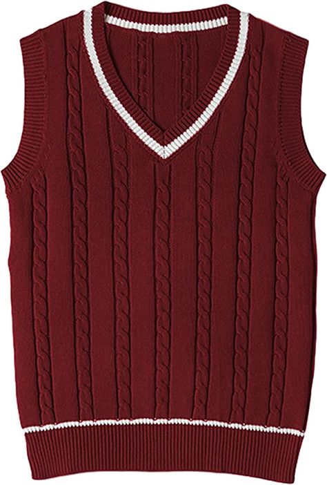 Christmas Outfits Women, Sleeveless Jumper, Red Vest, Sweater Vest Women, Sleeveless Pullover, Cotton Pullover, Casual Sweaters, Knitted Pullover Sweaters, Cozy Fashion