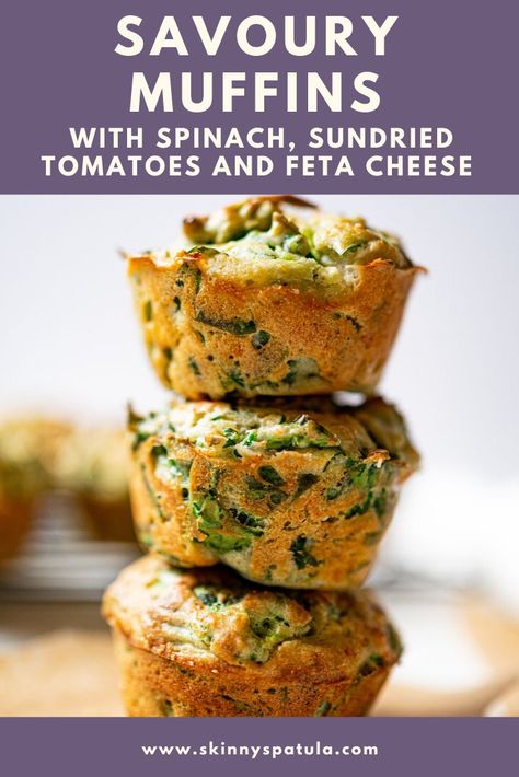 Savoury Muffins Vegetarian, Healthy Savoury Muffins, Muffins With Spinach, Feta Breakfast, Vegetarian Muffins, Savory Breakfast Muffins, Tomatoes And Feta Cheese, Savory Muffins Recipes, Savoury Muffins