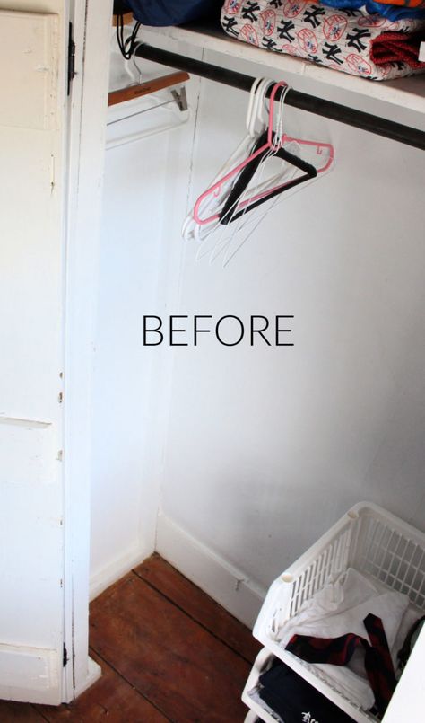 A DIY tutorial to install easy closet shelves. Make your closet functional and organized with simple shelves you can install. Small Deep Closet, Easy Closet Shelves, Loft Closet, Simple Shelves, Easy Closet, Diy Closet Shelves, Cheap Shelves, Small Closet Organization Bedroom, Deep Closet