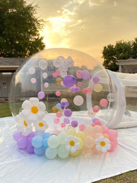 Amazing Bubble House 💕🫧 for your events Bubble Theme Party Decorations, Bubble Party Decor, Bubble House Balloons, Inflatable Bubble House, Bubble House Party, Bubbles Birthday Party Theme, Bubble Birthday Party Ideas, Bubble Themed Birthday Party, Bubble Decorations