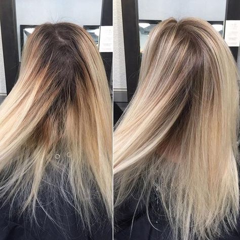 Blended blonde  . . . Babylights & foilagye mixed with @brazilianbondbuilder  Root shadow & gloss @redken . . . #hairbykimjette #babylights #foilayage #foilage #beforeandafter #colorcorrection #hairoftheday #hairinstagram #blonde #diamondpaintbalayage #rootshadow High Lift Hair Color, Grown Out Blonde Hair, Blended Blonde, Blonde Babylights, Root Shadow, Blonde Hair With Roots, Hair Colouring, Mom Hair, Icy Blonde Hair