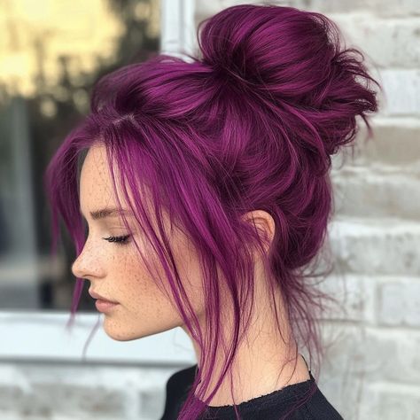 Magenta Hair: 20 Glamorous Ways to Stand Out - Hair Guru Berry Colored Hair, Purple And Pink Hair Color Ideas, Dark Magenta Hair, Deep Pink Hair, Purple And Teal Hair, Mulled Wine Hair Color, Magenta Balayage, Magenta Hair Color, Raspberry Hair Color