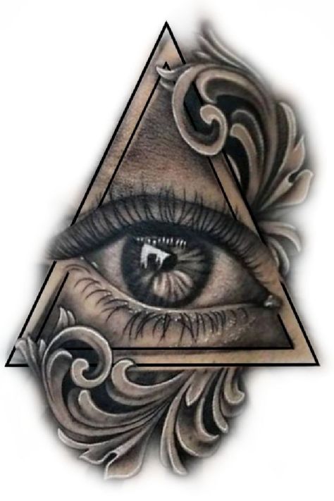 All Seeing Eye Tattoo Men, Raj Tattoo, Flower Cover Up Tattoos, Realistic Eye Tattoo, Egyptian Eye Tattoos, Watch Tattoo Design, All Seeing Eye Tattoo, Triangle Eye, Rose Hand Tattoo