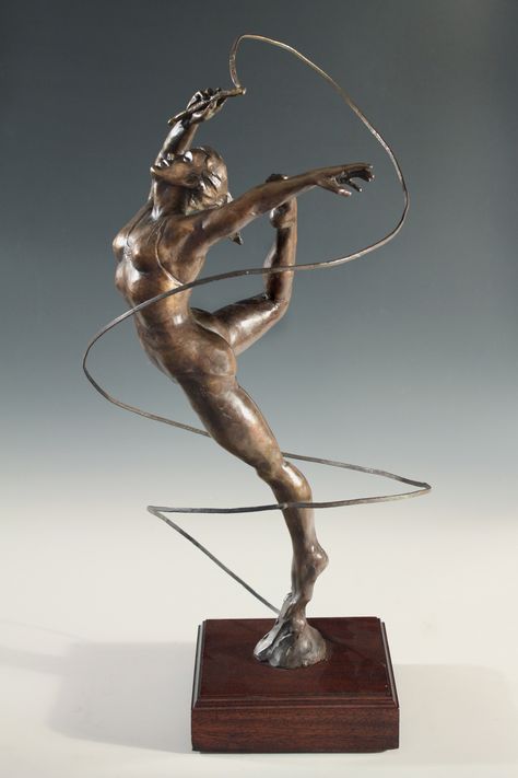 Dancing Sculpture, Sports Celebration, Ribbon Dancer, Dancer Sculpture, Rhythmic Gymnast, Anatomy Sculpture, Art Deco Sculpture, 남자 몸, Figurative Artwork