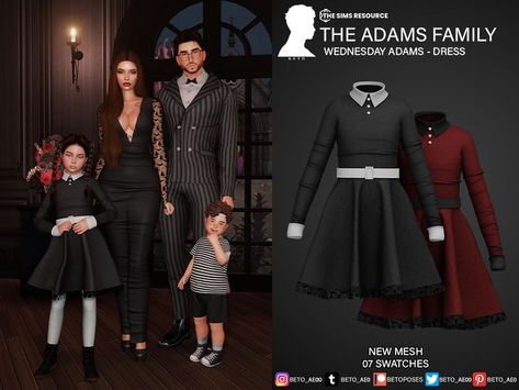 The Sims Resource - Sims 4 - Everyday - Beto_ae0 - female cc sims 4, clothing, the sims 4 - Child CC Sims 4 Addams Family Cc, Adams Family Gomez, Adams Family Morticia, Gomez Adams, Adams Family Wednesday, Sims 4 Skills, The Addams Family Wednesday, Sims 4 Vampire, Sims 4 Cc Goth