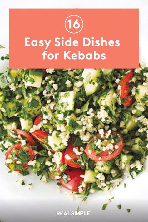 Fun Veggie Side Dishes, Sides For Kabobs Parties, Chicken Kabobs Sides, Chicken Kabob Dinner Sides, Hand Held Side Dishes, What Sides Go With Kabobs, Kabobs On The Grill Sides Dishes, Side For Kabobs, Sides With Kabobs