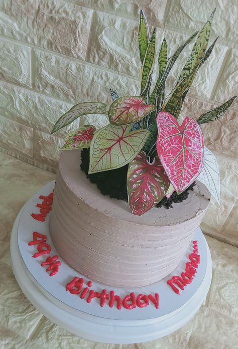 Monstera Plant Cake Ideas, Cake Plant Design, Botanical Desserts, Monstera Cupcake, Plants Cake Design, Cake Plants Design, Plant Lover Cake, Plant Cakes Ideas, Plant Cakes