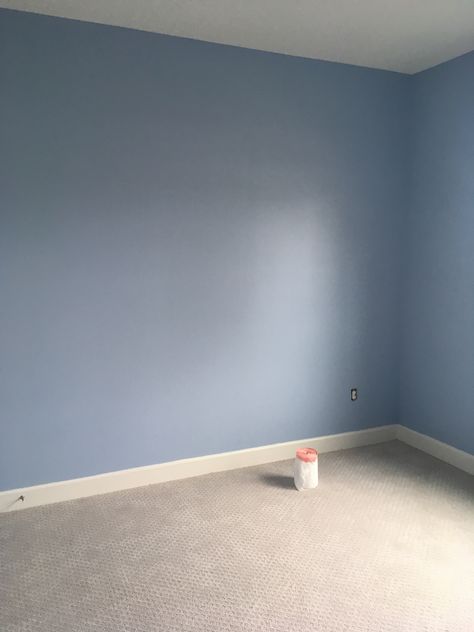 Sky Blue Walls Bedroom, Soft Blue Wall Paint, Wall Color Ideas Bedroom Aesthetic, Greyish Blue Wall Paint, Sherwin Williams Blissful Blue, Blue Painted Walls Bedroom, Baby Blue Walls Bedroom Room Ideas, Blue Wall Color Ideas, Baby Blue Accent Wall