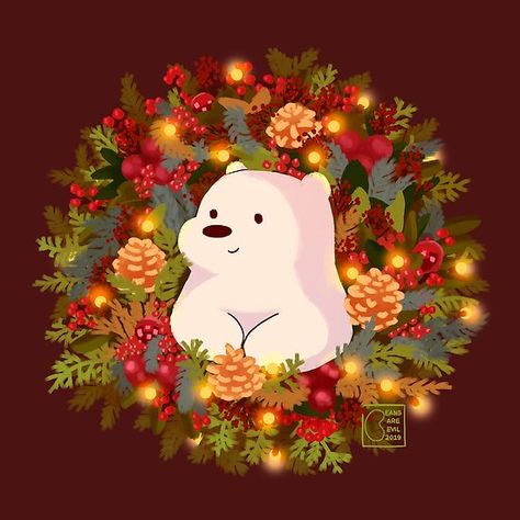 Ice Bear We Bare Bears, Wallpaper Natal, Merry Christmas Gif, We Bare Bears Wallpapers, Xmas Wallpaper, Illustration Noel, Christmas Phone Wallpaper, Christmas Gif, We Bare Bears