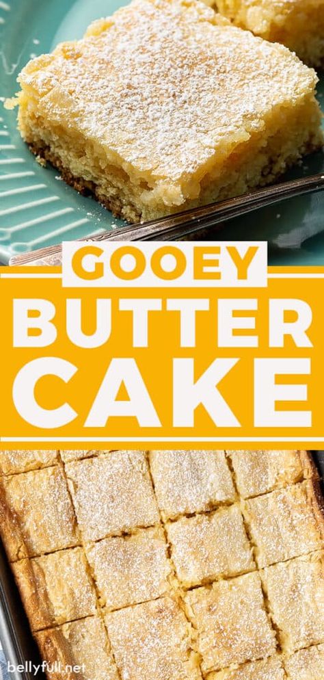 Gooey Butter Cake Recipe, Butter Cake Bars, Ooey Gooey Butter Cake, Gooey Cake, Gooey Butter, Gooey Butter Cake, Christmas Morning Breakfast, Butter Cake Recipe, Cake Bars