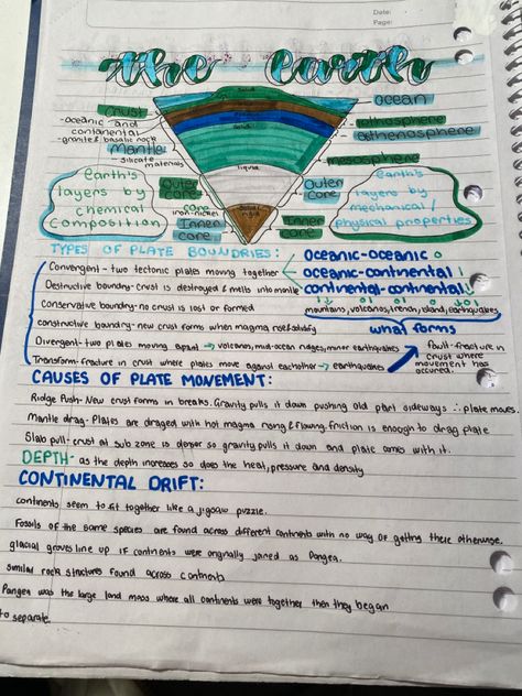 Plate Tectonics Notes, Earth Layers, Science Notes, Plate Tectonics, School Things, Physical Properties, Life Hacks For School, Notes Design, School Motivation