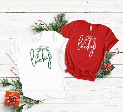 Shamrock Shirt Happy Go Lucky Rainbow Shirt St. | Etsy Birthday Squad Shirts, Funny Couple Shirts, Funny Pajamas, Christmas Beer, Babe Shirt, Couple Christmas, Christmas Party Shirts, Merry Christmas Shirts, Xmas Shirts