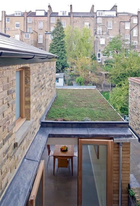 Balfour House Flat Roof Side Return Extension, Ground Floor Flat Extension, Sedum Roof Extension, Flat Roof Side Extension, Green Roof Extension, Courtyard Extension, Highbury London, Pergola Shade Diy, Eco Roof