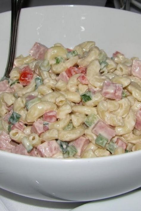 Spam Macaroni Salad Pasta Salad With Spam, Spam Salad, Spam Recipes Dinners, Spam Recipes, Macaroni Salad Recipe, Just A Pinch Recipes, Cold Pasta, Cold Salad, This Is Your Life