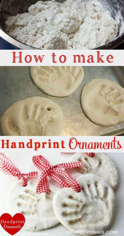 How to make Handprint Ornaments.  Great gift Mother's Day, grandparents or a fun project for the classroom. Juleverksted For Barn, Handprint Ornaments, Christmas Ornaments Homemade, Christmas 2014, Fun Crafts For Kids, Noel Christmas, Christmas Crafts For Kids, Baby Crafts, Christmas Activities