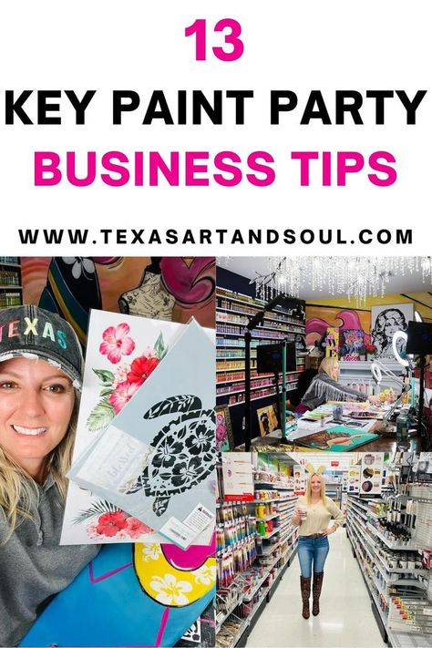 Starting a new paint party business can be a daunting task with so many “what-ifs?” But with these paint party business tips, it doesn’t have to be so scary! I’ve rounded up my top business tips for paint parties that can help anyone succeed in their paint party dream! Painting Party Business, Career Ideas, Art Biz, Paint Parties, Party Names, Sip N Paint, Party Business, Painting Party, Paint Paint