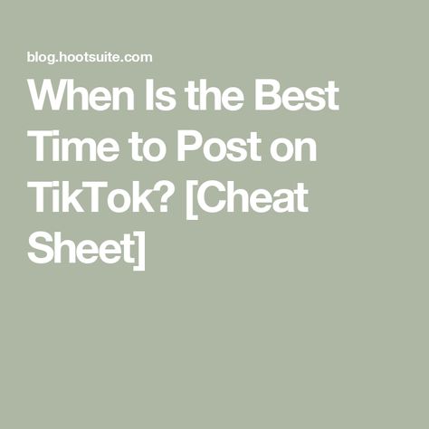 When Is the Best Time to Post on TikTok? [Cheat Sheet] Best Time To Post, Social Media Advice, Social Media Analytics, Competitive Analysis, Resource Library, Content Marketing Strategy, Social Commerce, Day Of The Week, Marketing Strategy Social Media