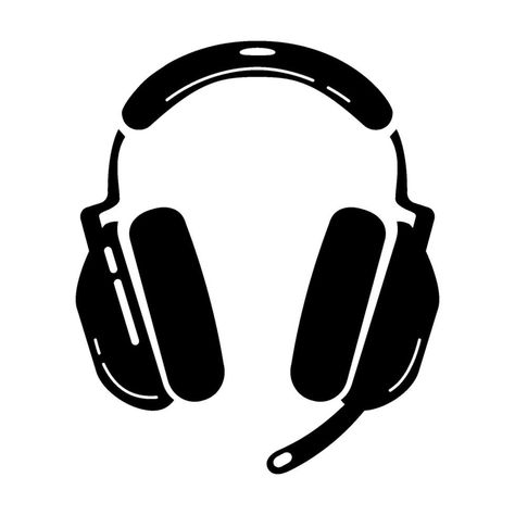 Gaming headset glyph icon. Esports equipment. Computer headphones with microphone. Game device. Silhouette symbol. Negative space. Vector isolated illustration Headphones Drawing, Junie B Jones, Hd Icons, Space Vector, Cute Headphones, Computer Headphones, Game Black, Glyph Icon, Headphones With Microphone