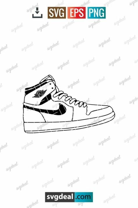 Jordan 1 Svg Jordan Svg File Free, Jordan Svg, Shoe Svg, Cricut Explore Projects, Embroidery Template, Cricut Craft, Personal Project, Start Now, File Free