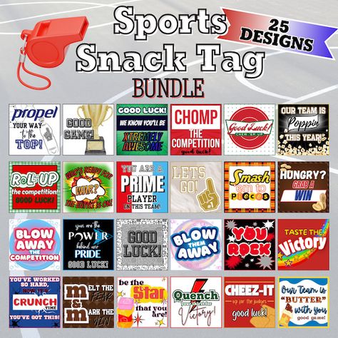 Treat Tag Sport - Etsy Football Encouragement Treats, Sports Swag Bag Ideas, Team Treat Ideas, Treats For Football Players, Sports Treats Ideas, Football Treats For Players High Schools, Homecoming Snack Ideas, Game Day Treats For Players, Football Team Snacks Ideas