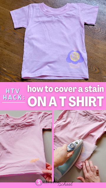 Cover Stains On Clothes, Heat Transfer Vinyl Tutorial, Heat Transfer Vinyl Shirts, Vinyl Projects Silhouette, Htv Shirts, Heat Transfer Vinyl Projects, Silhouette School Blog, Monogram Painting, Stain On Clothes