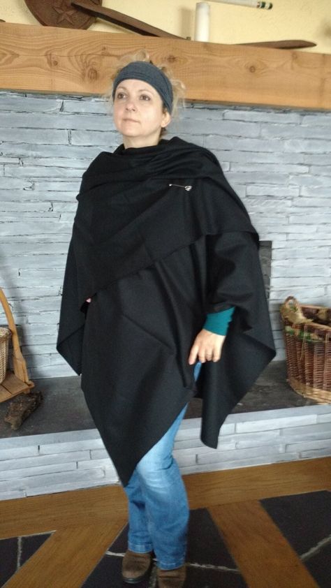 Irish Tweed, Ruana Wrap, Creative Mom, Aran Sweater, Evening Walk, 4 Seasons, Cloak, Shawls And Wraps, Black Coat