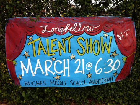 School Talent Show banner. School Talent Show Decorations, Talent Show Stage Decorations, Talent Show Crafts, Talent Show Poster Ideas, Talent Show Decorations Stage Ideas, Talent Show Background, School Talent Show Ideas, Talent Show Decorations, Church Youth Activities