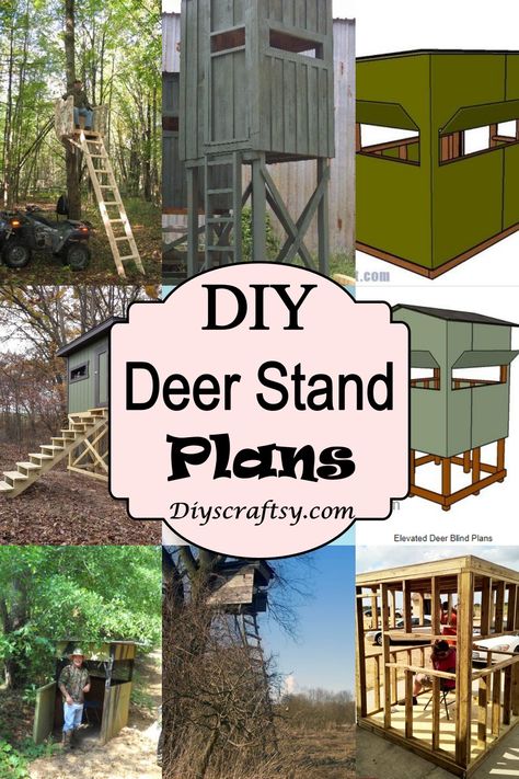 20 Free DIY Deer Stand Plans Perfect for Hunting Season - DIYs Craftsy Deer Hunting Stands Diy, Hunting Stands Diy, Diy Shooting House, Deer Hunting Tips Scouting, Deer Box Stand Ideas, Dyi Tree Stand, Octagon Deer Blind Plans, Hunting Hacks Diy, Box Stands Hunting