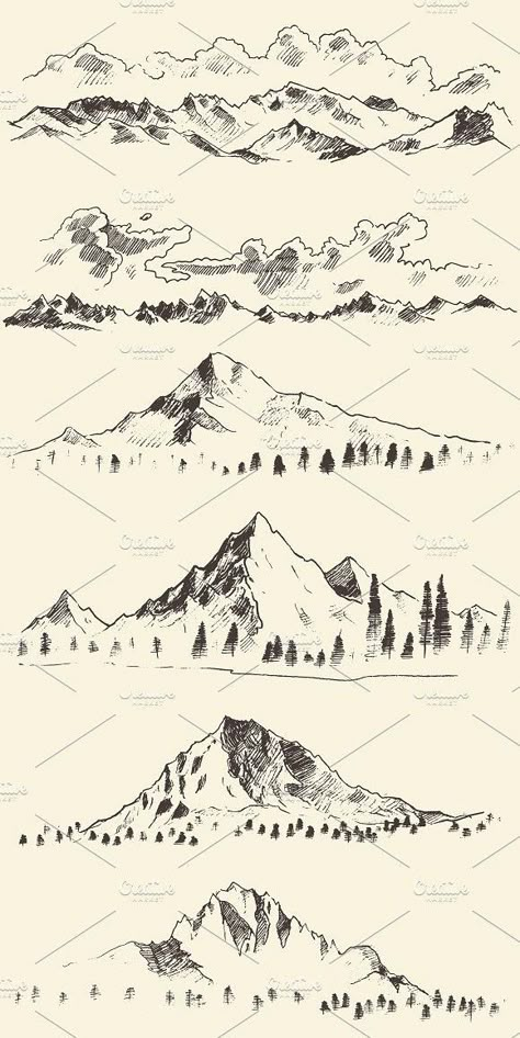 Natur Drawing Ideas, Mountain Drawing Tutorial, How To Draw Landscape, How To Draw Nature, Ground Drawing, How To Draw Mountains, Landscape Drawing Ideas, Landscape Drawing Tutorial, Mountain Sketch