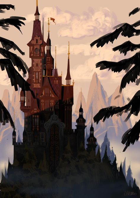 Disney Architecture, Concept Art Landscape, Castle Illustration, Blond Amsterdam, Castle Art, Disney Concept Art, Back Ground, Desenho Tattoo, Fantasy Castle