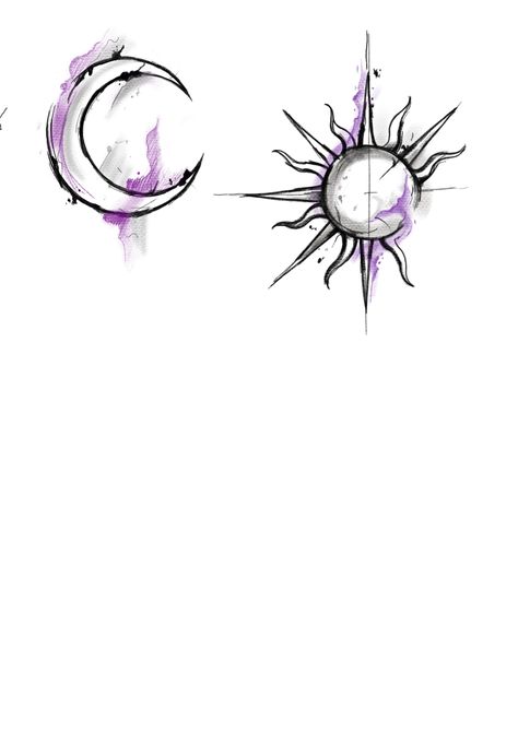 Moon And Sun Watercolor, Nordic Sun Tattoo, Dark Sun And Moon Tattoo, Moon And Sun Sketch, Sun And Moon Tattoo On Back, Sun Sketch Tattoo, Twitches Sun And Moon Tattoo, Moon Sketch Tattoo, Sun Moon Sketch